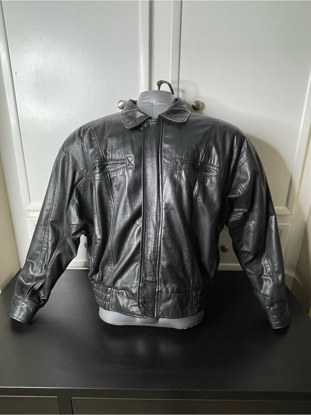 VTG Boulder Ridge Mens XL Black Leather Jacket Bomber Aviator